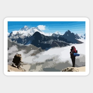 Mount Everest Base Camp Hiking Digital Painting Sticker